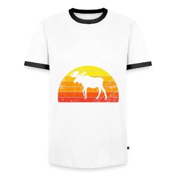 Retro Elch Lustiger Spruch - Männer Kontrast-T-Shirt - Weiß/Schwarz - Vorne - AI Model Female 172 light (172cm) & AI Model Male 178 dark (178cm)
