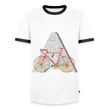 bicycle e 249 a - Men's Ringer Shirt - white/black - Front - AI Model Female 172 light (172cm) & AI Model Male 178 dark (178cm)