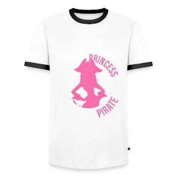 Why be a princess when you can be a pirate - Men's Ringer Shirt - white/black - Front - AI Model Female 172 light (172cm) & AI Model Male 178 dark (178cm)
