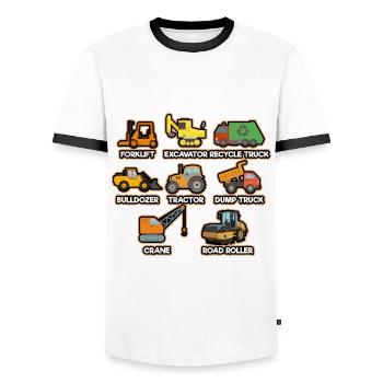 Excavator Construction Site Construction Worker Construction Truck I Gift - Men's Ringer Shirt - white/black - Front - AI Model Female 172 light (172cm) & AI Model Male 178 dark (178cm)