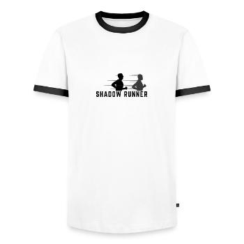 Shadow Runner - Männer Kontrast-T-Shirt - Weiß/Schwarz - Vorne - AI Model Female 172 light (172cm) & AI Model Male 178 dark (178cm)