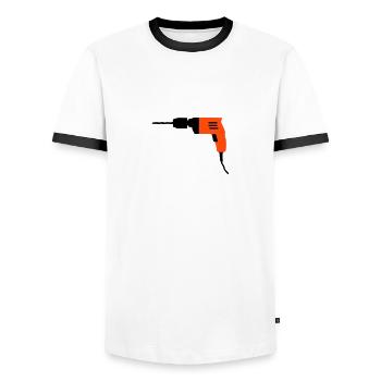 tool - Men's Ringer Shirt - white/black - Front - AI Model Female 172 light (172cm) & AI Model Male 178 dark (178cm)