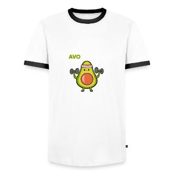 AVO Cardio Avocado Lover Poison - Men's Ringer Shirt - white/black - Front - AI Model Female 172 light (172cm) & AI Model Male 178 dark (178cm)