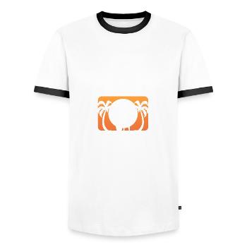 Be in Maui Vacationers Poison - Men's Ringer Shirt - white/black - Front - AI Model Female 172 light (172cm) & AI Model Male 178 dark (178cm)