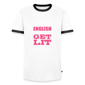 Teacher is illuminated ESL -Teacher Poison - Men's Ringer Shirt - white/black - Front - AI Model Female 172 light (172cm) & AI Model Male 178 dark (178cm)