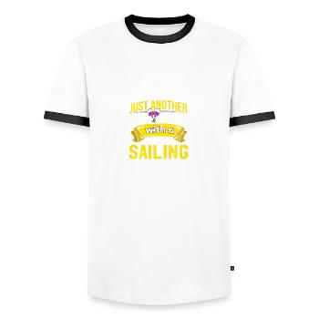 Buveurs de vin avec un problème de voile Amateurs de vin Des gens drôles - T-shirt contrasté Homme - blanc/noir - Devant - AI Model Female 172 light (172cm) & AI Model Male 178 dark (178cm)