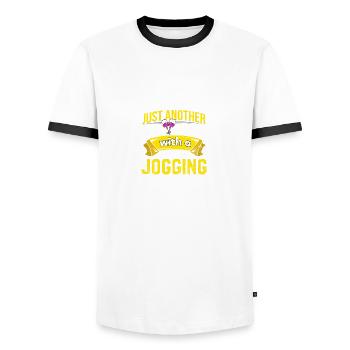 Buveurs de vin avec problème de jogging amateurs de vin lus - T-shirt contrasté Homme - blanc/noir - Devant - AI Model Female 172 light (172cm) & AI Model Male 178 dark (178cm)