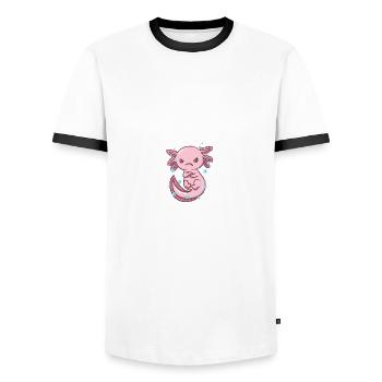 Kaffee lässt mich weniger mörderisch sarkastisch l - Männer Kontrast-T-Shirt - Weiß/Schwarz - Vorne - AI Model Female 172 light (172cm) & AI Model Male 178 dark (178cm)
