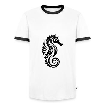 Schwimmtraining Wasser Seepferdchen - Männer Kontrast-T-Shirt - Weiß/Schwarz - Vorne - AI Model Female 172 light (172cm) & AI Model Male 178 dark (178cm)