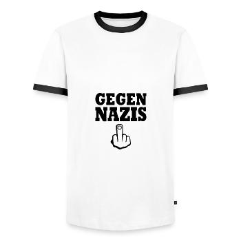 Contre le majeur du - T-shirt contrasté Homme - blanc/noir - Devant - AI Model Female 172 light (172cm) & AI Model Male 178 dark (178cm)
