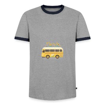 Charming Bus Trip 5 - Men's Ringer Shirt - grey/navy  - Front - AI Model Female 172 light (172cm) & AI Model Male 178 light (178cm)