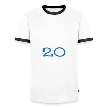 20. 20 ANS. 20e ANNIVERSAIRE. ANNIVERSAIRE 20 ANS. - T-shirt contrasté Homme - blanc/noir - Devant - AI Model Female 172 light (172cm) & AI Model Male 178 dark (178cm)