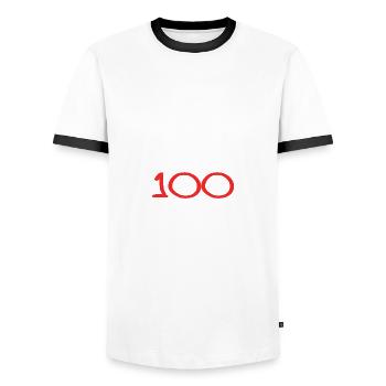 100. 100 ANS. 100e ANNIVERSAIRE. ANNIVERSAIRE 100 - T-shirt contrasté Homme - blanc/noir - Devant - AI Model Female 172 light (172cm) & AI Model Male 178 dark (178cm)