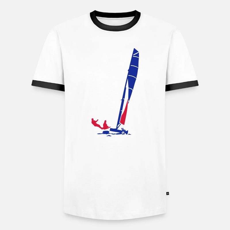 Katamaran  - Männer Kontrast-T-Shirt - Weiß/Schwarz