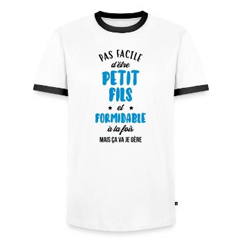 Sohn / Tochter / Familie / Mädchen - Männer Kontrast-T-Shirt - Weiß/Schwarz - Vorne - AI Model Female 172 light (172cm) & AI Model Male 178 dark (178cm)