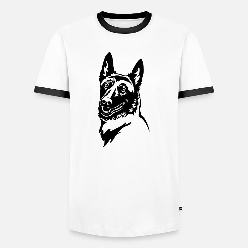 Malinois Head - Men's Ringer Shirt - white/black