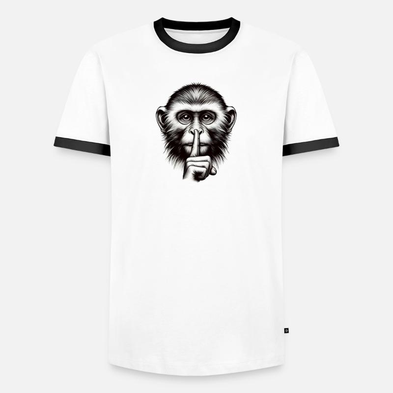 Silent Monkey - Logo - Men's Ringer Shirt - white/black