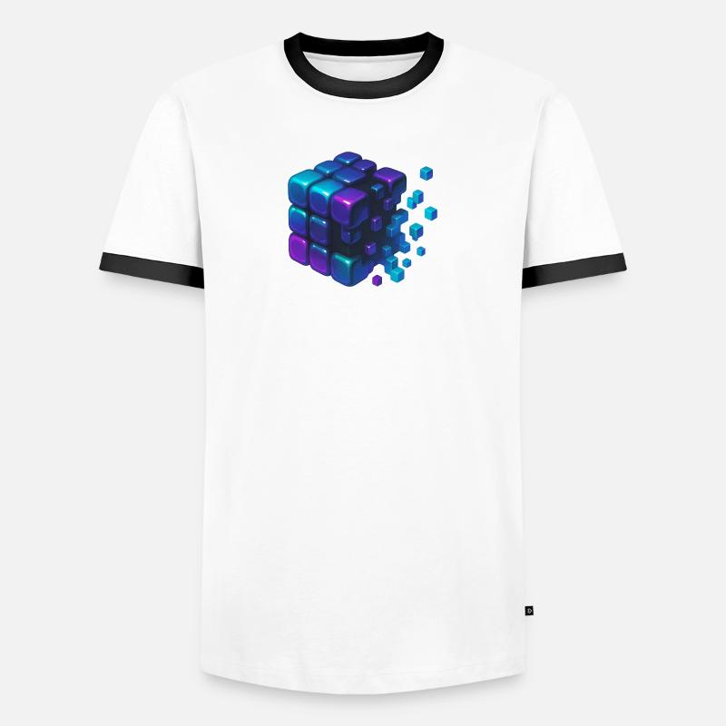 Digital Cube Explosion - Männer Kontrast-T-Shirt - Weiß/Schwarz