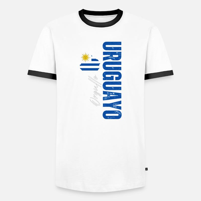 Uruguayan pride, vertical design - Men's Ringer Shirt - white/black