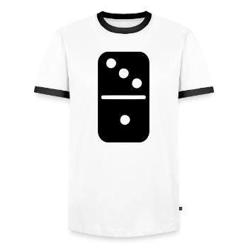 domino - Men's Ringer Shirt - white/black - Front - AI Model Female 172 light (172cm) & AI Model Male 178 dark (178cm)
