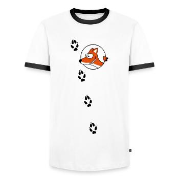 Fuchs Spuren - Männer Kontrast-T-Shirt - Weiß/Schwarz - Vorne - AI Model Female 172 light (172cm) & AI Model Male 178 dark (178cm)