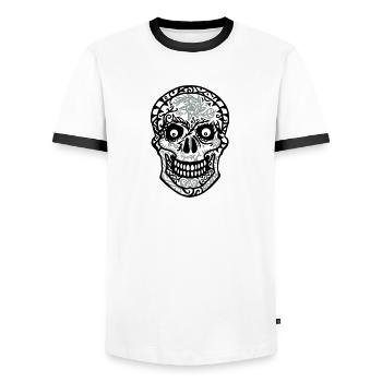 Tête de mort - T-shirt contrasté Homme - blanc/noir - Devant - AI Model Female 172 light (172cm) & AI Model Male 178 dark (178cm)