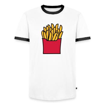 Fries - Men's Ringer Shirt - white/black - Front - AI Model Female 172 light (172cm) & AI Model Male 178 dark (178cm)