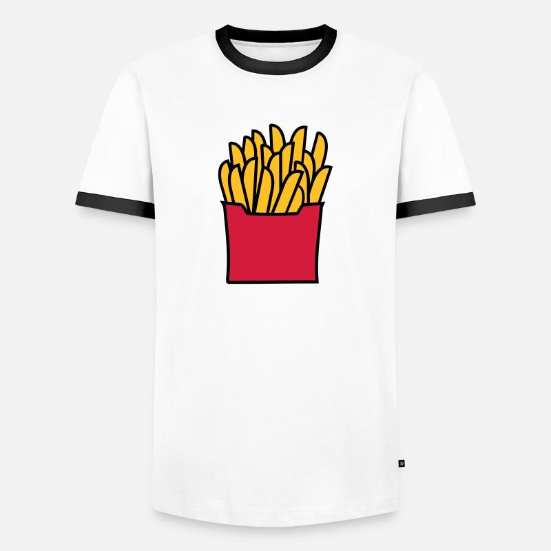 Pommes - Männer Kontrast-T-Shirt - Weiß/Schwarz
