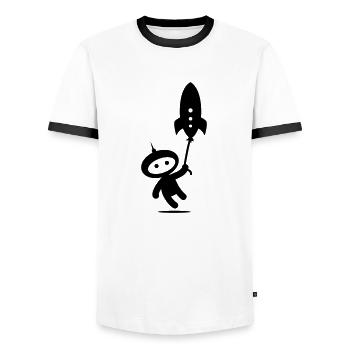 Cosmonaut - Men's Ringer Shirt - white/black - Front - AI Model Female 172 light (172cm) & AI Model Male 178 dark (178cm)