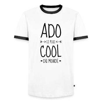 Teenager Teen Ado Jugendlicher Kid Enfant Kind - Men's Ringer Shirt - white/black - Front - AI Model Female 172 light (172cm) & AI Model Male 178 dark (178cm)