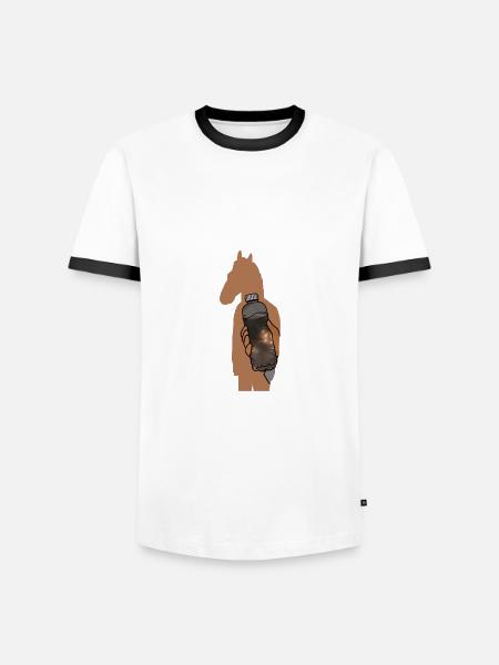 Koń bez imienia - Koszulka męska z kontrastowymi wstawkami - biały/czarny