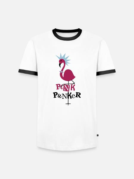 Pink flamingo punk black - Men's Ringer Shirt - white/black