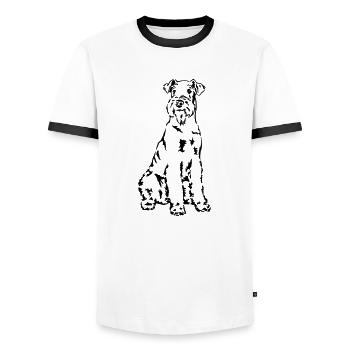 Airedale Terrier - T-shirt contrasté Homme - blanc/noir - Devant - AI Model Female 172 light (172cm) & AI Model Male 178 dark (178cm)