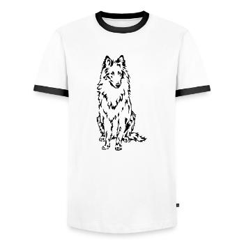 Motif de chien Groenendael - T-shirt contrasté Homme - blanc/noir - Devant - AI Model Female 172 light (172cm) & AI Model Male 178 dark (178cm)