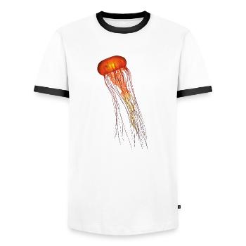 Jellyfish Marine Animals Sea Ocean Sea Creatures Art - Men's Ringer Shirt - white/black - Front - AI Model Female 172 light (172cm) & AI Model Male 178 dark (178cm)