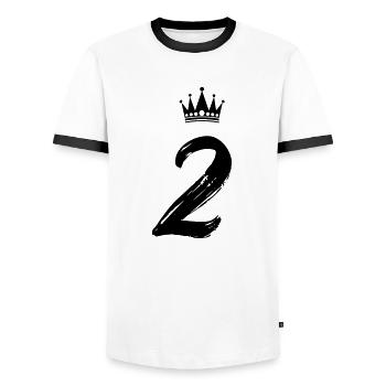 2 Krone - Männer Kontrast-T-Shirt - Weiß/Schwarz - Vorne - AI Model Female 172 light (172cm) & AI Model Male 178 dark (178cm)