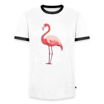 Flamingo Paradise: Été rose - T-shirt contrasté Homme - blanc/noir - Devant - AI Model Female 172 light (172cm) & AI Model Male 178 dark (178cm)
