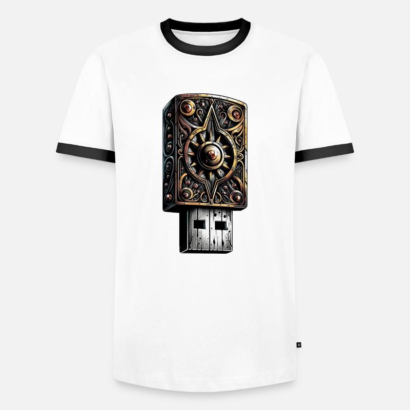 Dark USB - Men's Ringer Shirt - white/black