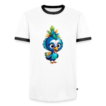Cute Little Peacock - Men's Ringer Shirt - white/black - Front - AI Model Female 172 light (172cm) & AI Model Male 178 dark (178cm)