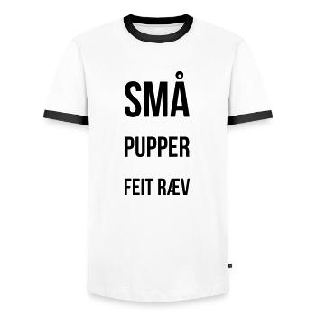 Small tits fat ass - Men's Ringer Shirt - white/black - Front - AI Model Female 172 light (172cm) & AI Model Male 178 dark (178cm)