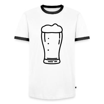 Bière - T-shirt contrasté Homme - blanc/noir - Devant - AI Model Female 172 light (172cm) & AI Model Male 178 dark (178cm)