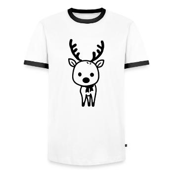 Hirsch - Männer Kontrast-T-Shirt - Weiß/Schwarz - Vorne - AI Model Female 172 light (172cm) & AI Model Male 178 dark (178cm)