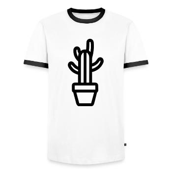Kaktus - Männer Kontrast-T-Shirt - Weiß/Schwarz - Vorne - AI Model Female 172 light (172cm) & AI Model Male 178 dark (178cm)