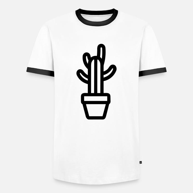 Kaktus - Männer Kontrast-T-Shirt - Weiß/Schwarz