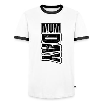 MUM DAY – a classic gift for Mother's Day - Men's Ringer Shirt - white/black - Front - AI Model Female 172 light (172cm) & AI Model Male 178 dark (178cm)