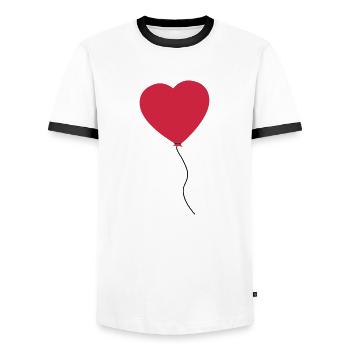 Love Heart Balloon - Men's Ringer Shirt - white/black - Front - AI Model Female 172 light (172cm) & AI Model Male 178 dark (178cm)