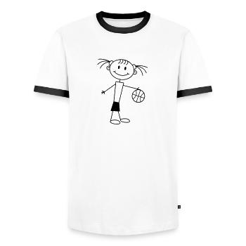 basketball_girl - Men's Ringer Shirt - white/black - Front - AI Model Female 172 light (172cm) & AI Model Male 178 dark (178cm)