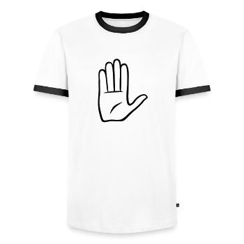 main - T-shirt contrasté Homme - blanc/noir - Devant - AI Model Female 172 light (172cm) & AI Model Male 178 dark (178cm)