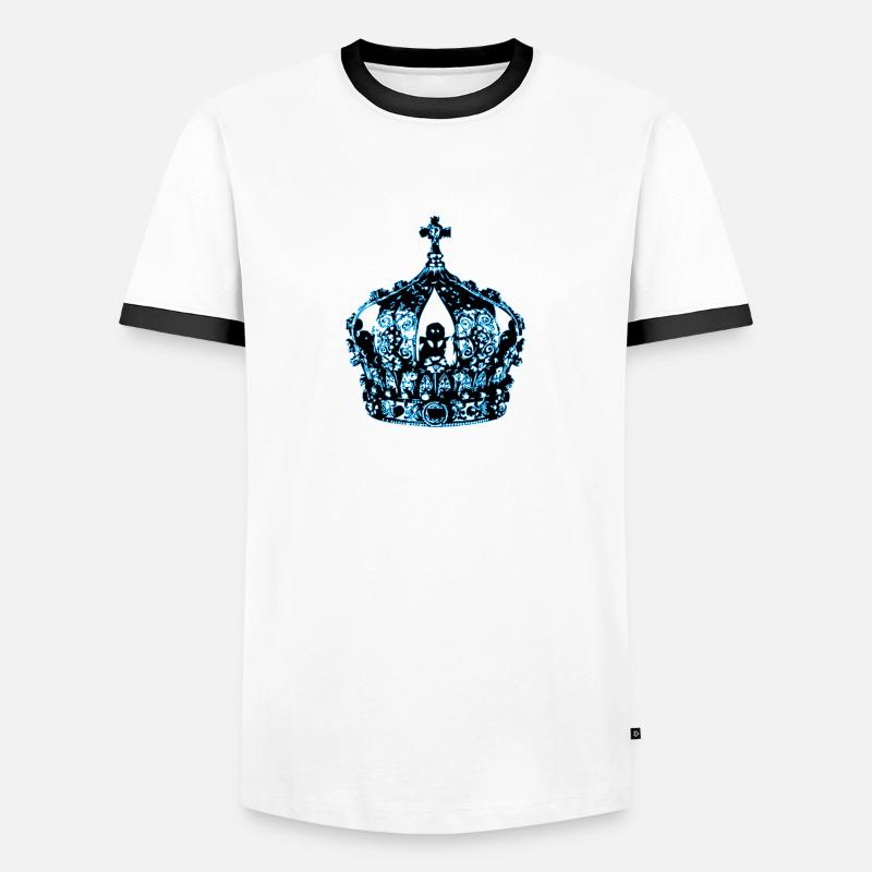 blue crown - Men's Ringer Shirt - white/black