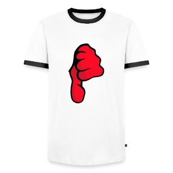Daumen Runter - Männer Kontrast-T-Shirt - Weiß/Schwarz - Vorne - AI Model Female 172 light (172cm) & AI Model Male 178 dark (178cm)